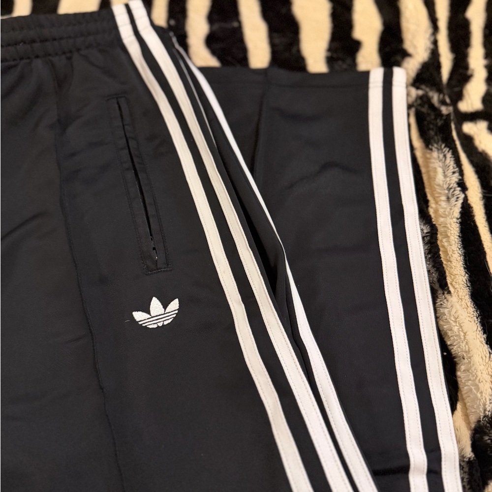 Adidas Black Joggers with White Stripes